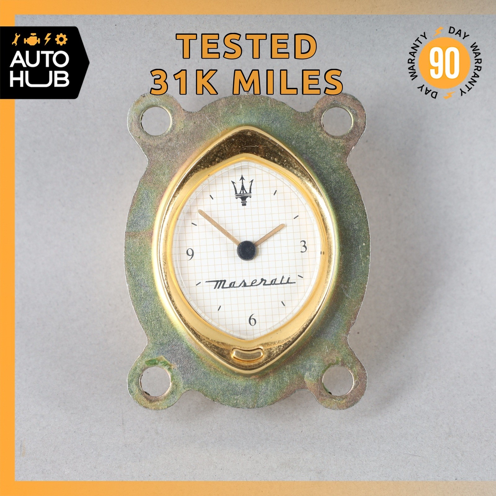 00-07 Maserati M138 4200 Coupe 3200 Center Dashboard Analog Gold Clock OEM 31k 00-07 Maserati M138 4200 Coupe 3200 Center Dashboard Analog Gold Clock OEM 31k