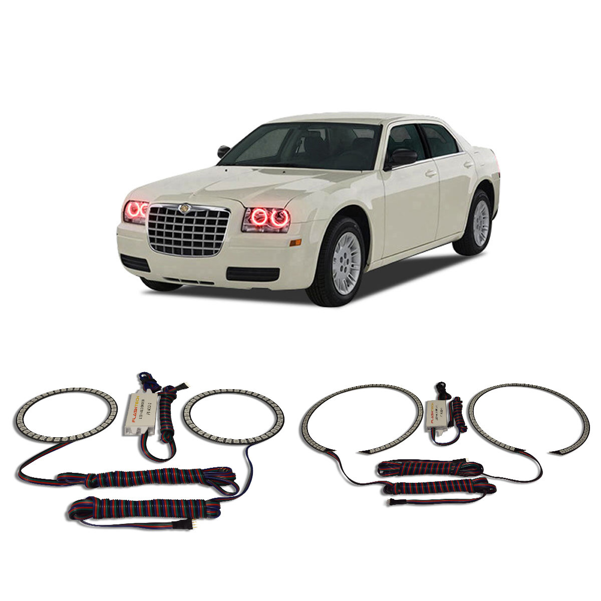 Bright Red Angel Eye Headlight Halo kit for Chrysler 300 05-10