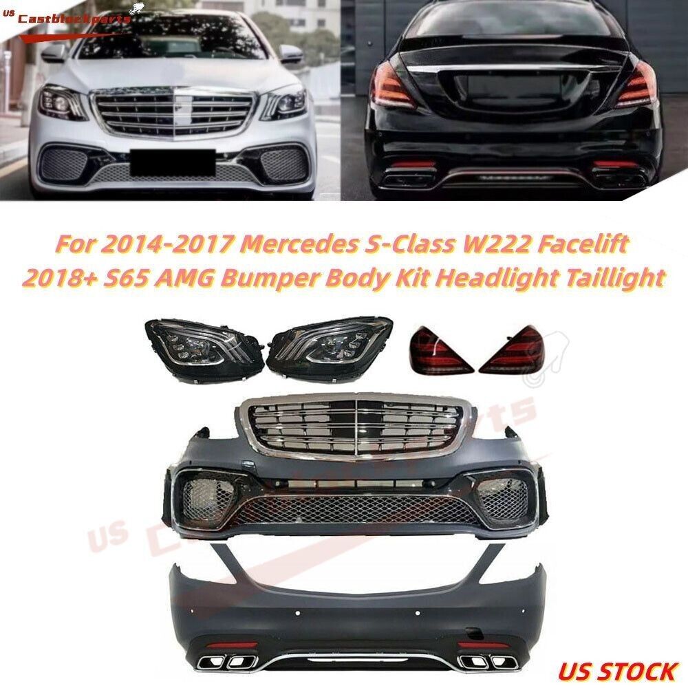 For 2014-2017 Mercedes S-Class W222 Facelift 18+ S65 AMG Bumper Body Kit W/Light