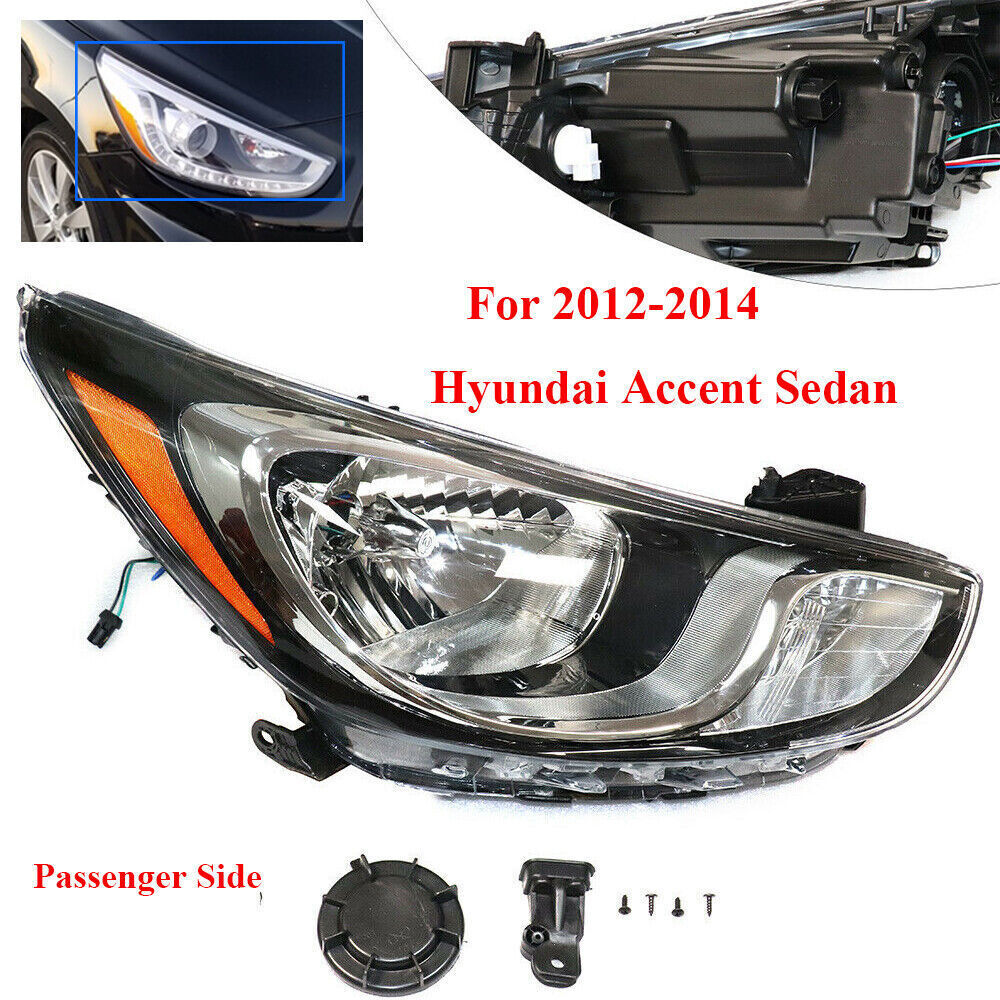 For 2012 2013 2014 Hyundai Accent Sedan Right Passenger Side Headlight Headlamp