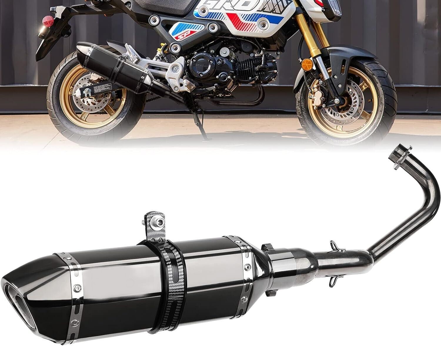 Exhaust System Headers Baffler Black For Honda MSX125 / Fits Boom Vader Ice Bear