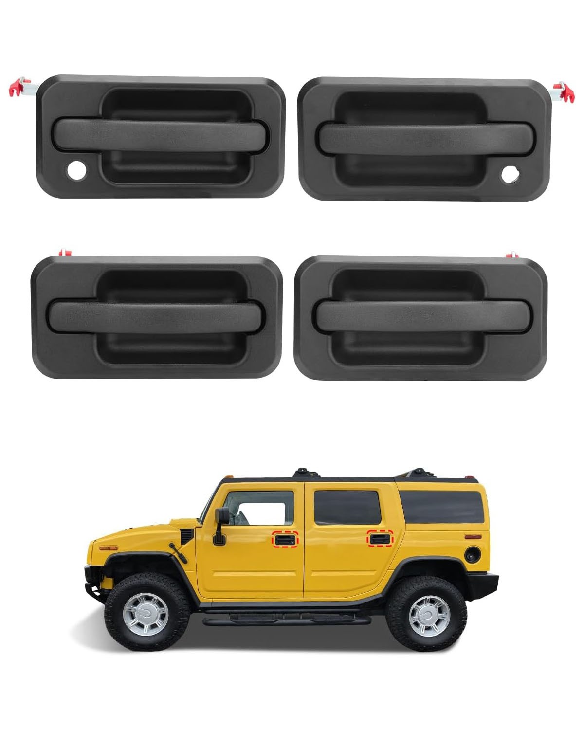 4X Outside Exterior Door Handle Front & Rear Side For 2003-09 Hummer H2 15104792
