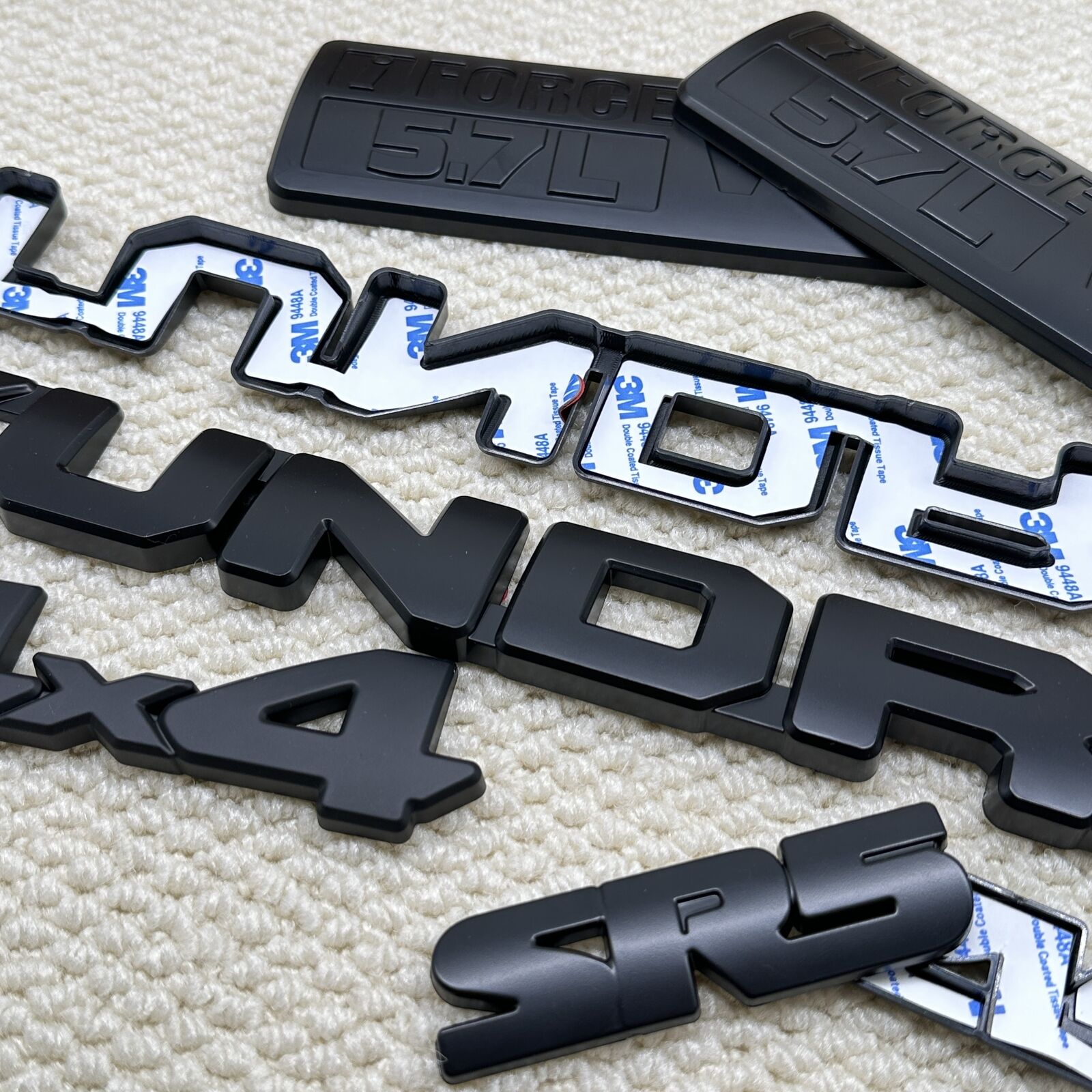 2014-2021 Matte Blackout Emblem Overlay Kit for Tundra Door Side SR5 4X4 V8 5.7L
