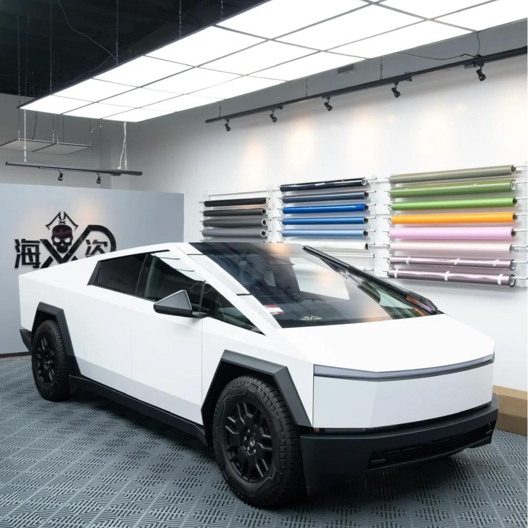 Tesla Cybertruck Full Body PreCut Vinyl Wrap Color Change Matte Ceramic White