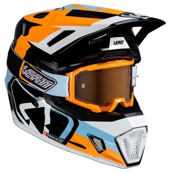 Leatt Adult\'s 7.5 V25 Motocross Helmet with Goggles - Orange - XL - 1025100324