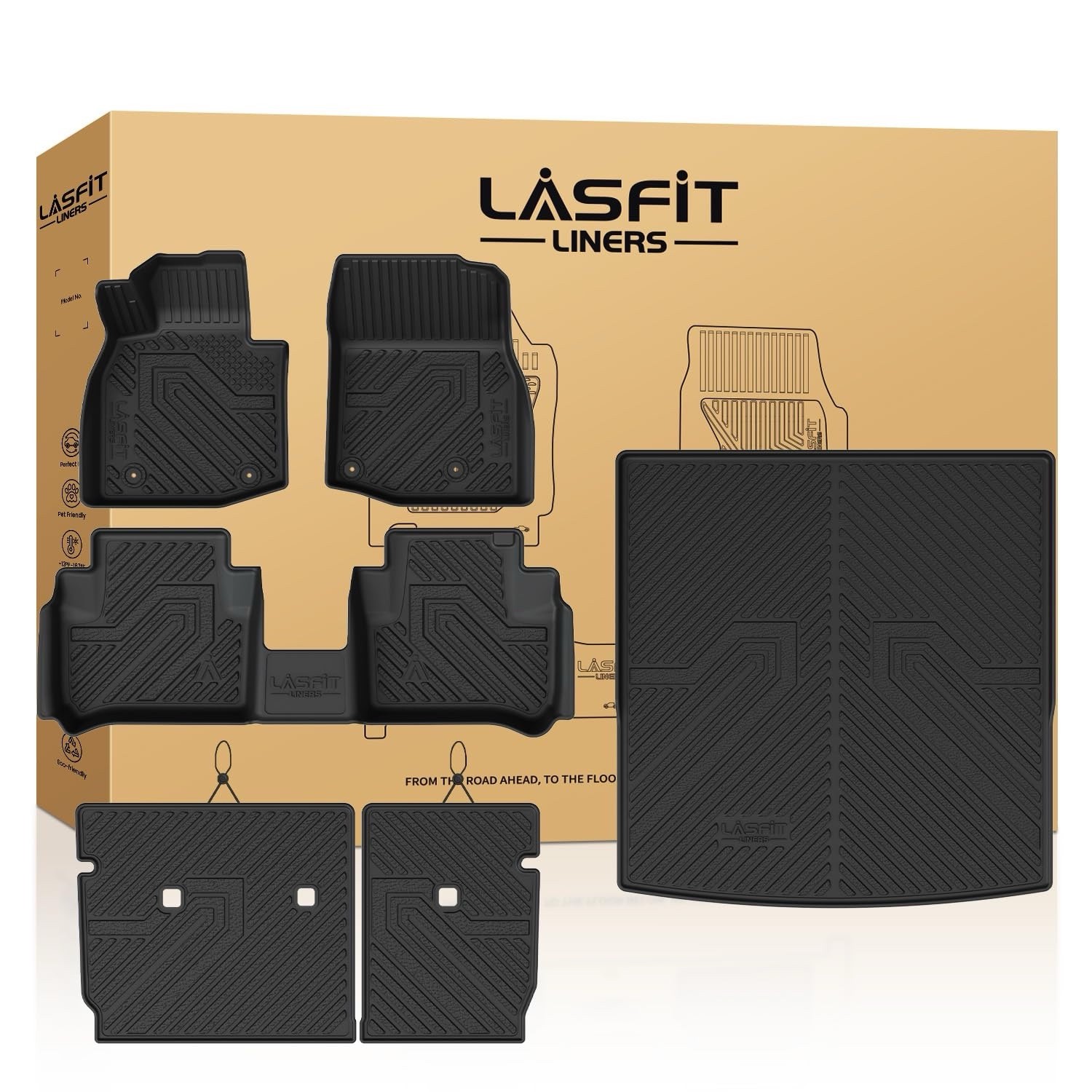 LASFIT Floor Mats for Mazda CX-50 2025 2026 Hybrid TPE 1st & 2nd Row & Cargo Mat