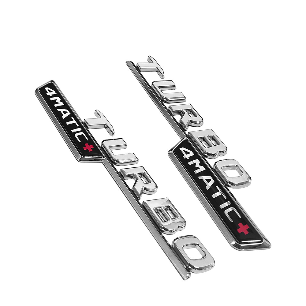 2X fit For AMG TURBO 4MATIC+ Fender Emblem Badge Chrome Left and right labeling.