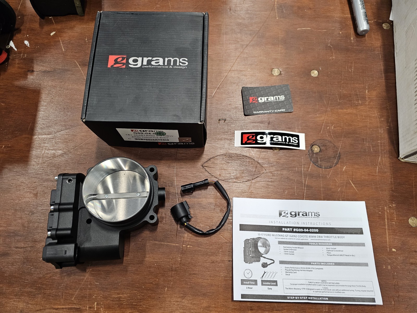 GRAMS PERFORMANCE 15 16 17 MUSTANG GT 5.0L COYOTE THROTTLE BODY 85MM G09-04-0200