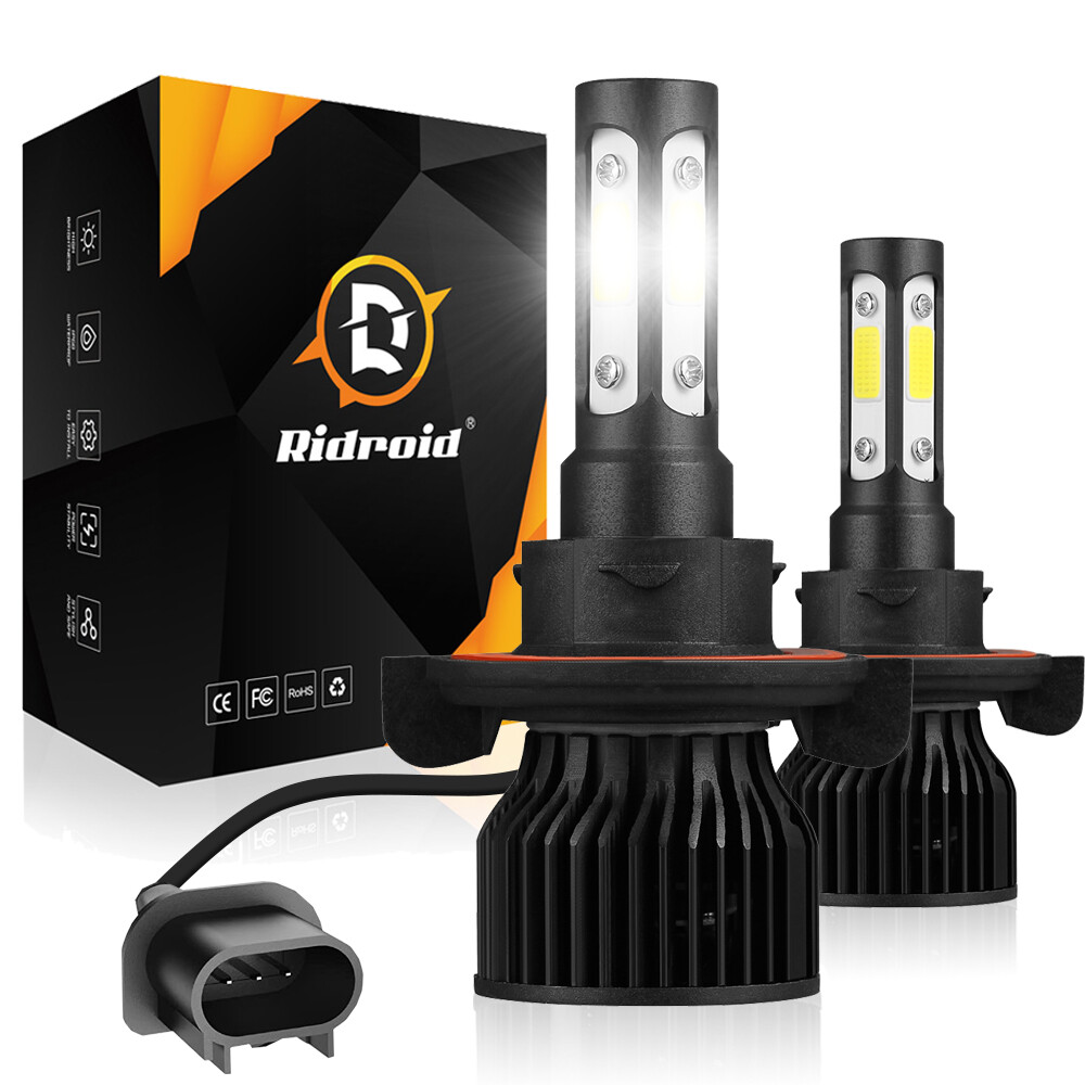 pair 4-sides H13 9008 LED Headlight Kit 2400W 6000K 360000LM Hi/low Beam Bulbs