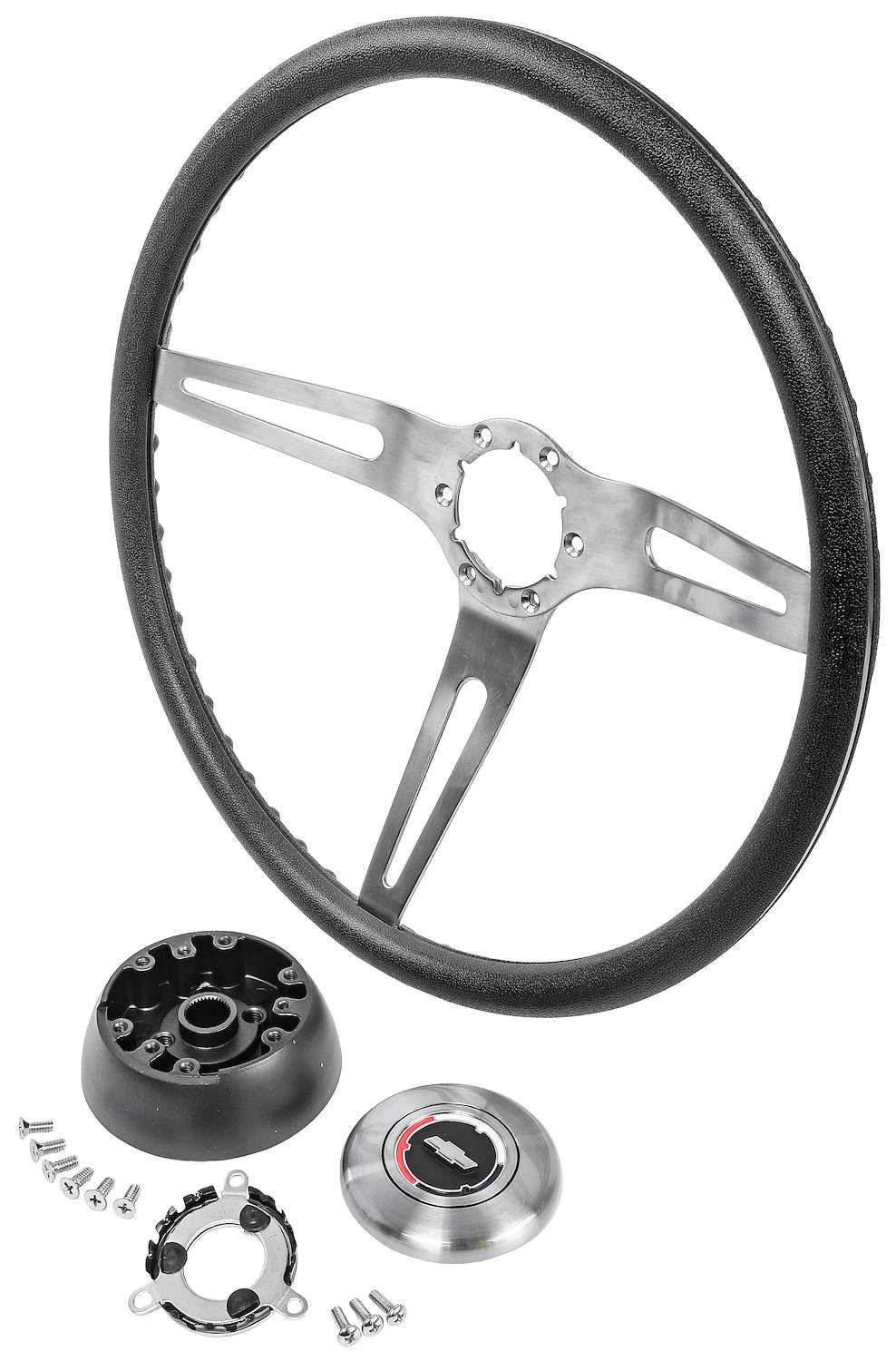 JEGS 3-Spoke Comfort Grip Steering Wheel Kit Fits Select 1969-1972 Chevrolet