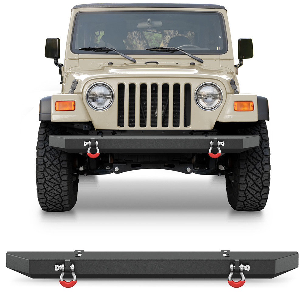 For 1987-2006 Jeep Wrangler YJ/TJ/LJ Offroad Front Bumper with D-ring Shackles