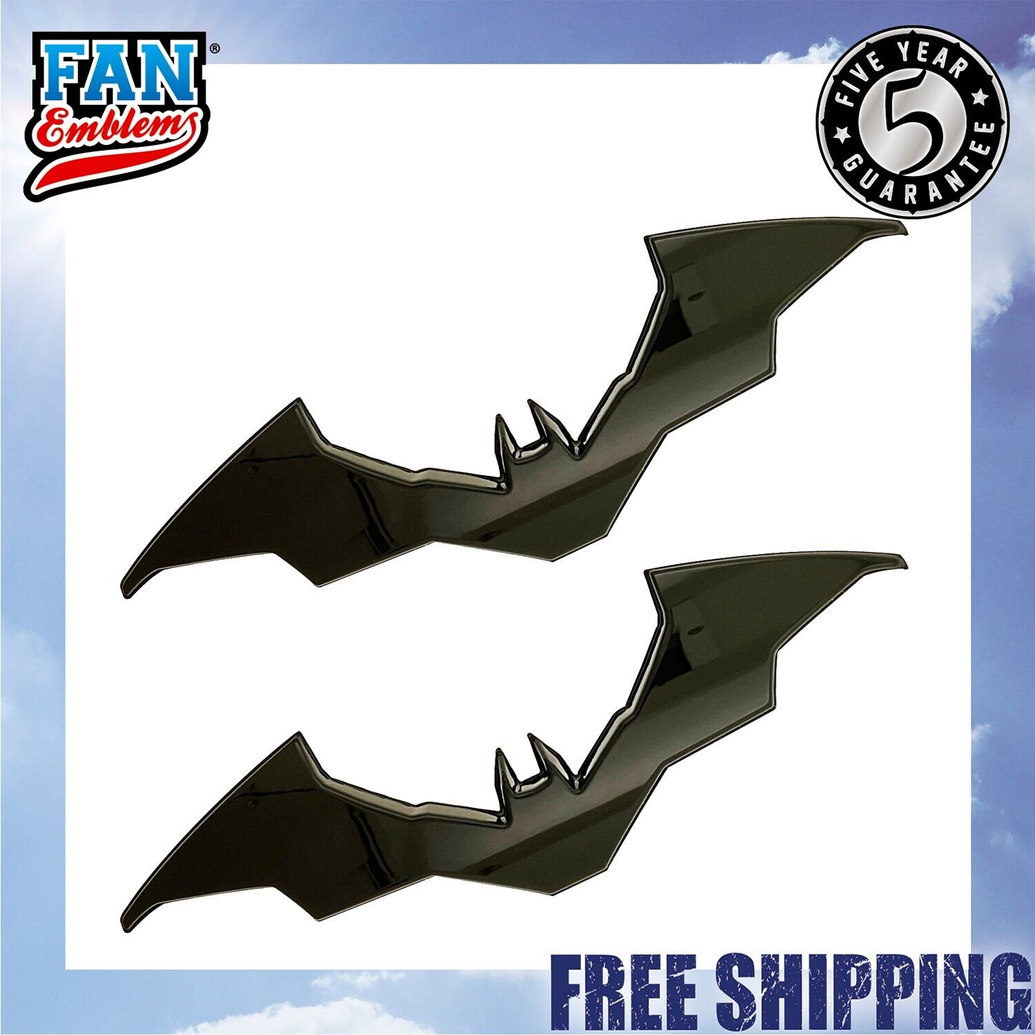 Fan Emblems The Batman 3D Black Chrome Batwing (2 Pack)