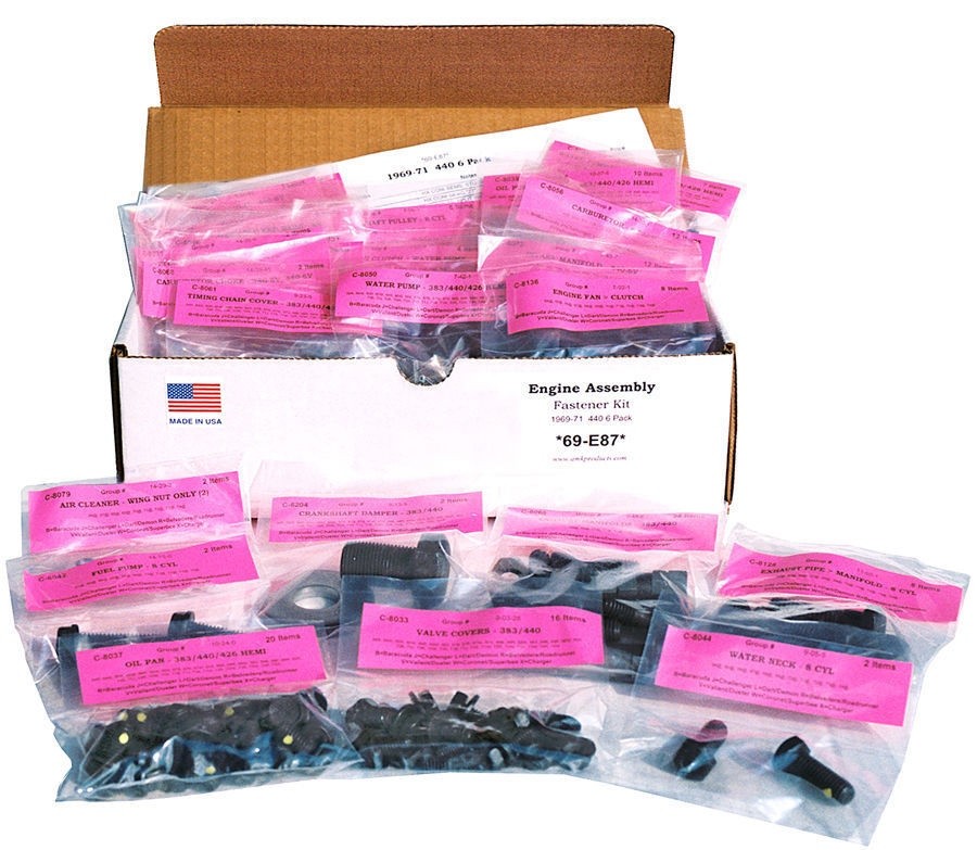 1969-1971 Mopar 440 Six Pack Master Engine Bolt Kit OEM Correct AMK 69-E87