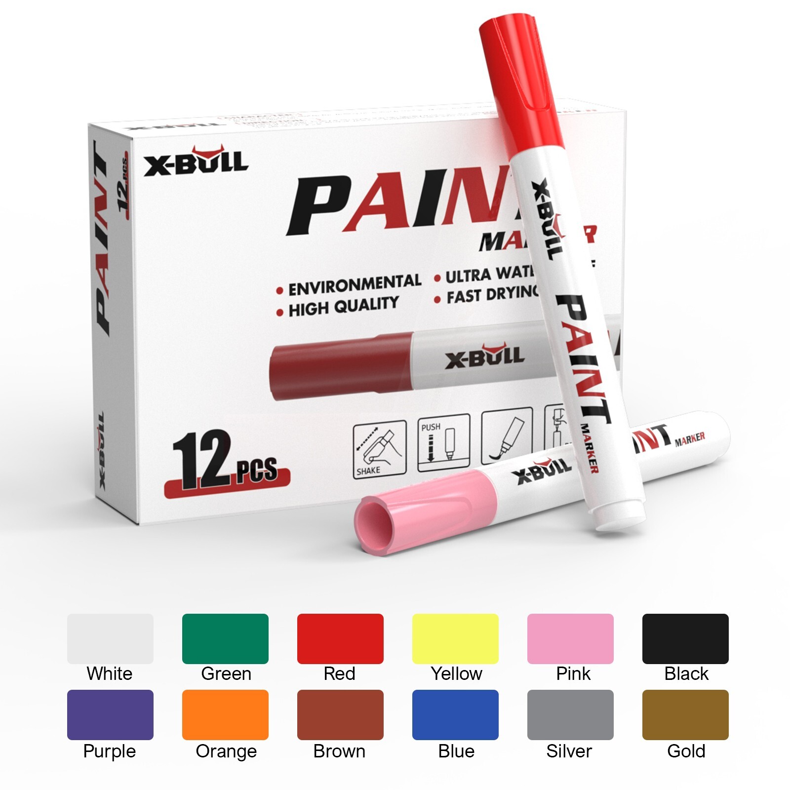 12Pcs Waterproof Permanent Paint Marker Pen For Car Tyre Tire Tread Rubber Metal 12Pcs Waterproof Permanent Paint Marker Pen For Car Tyre Tire Tread Rubber Metal