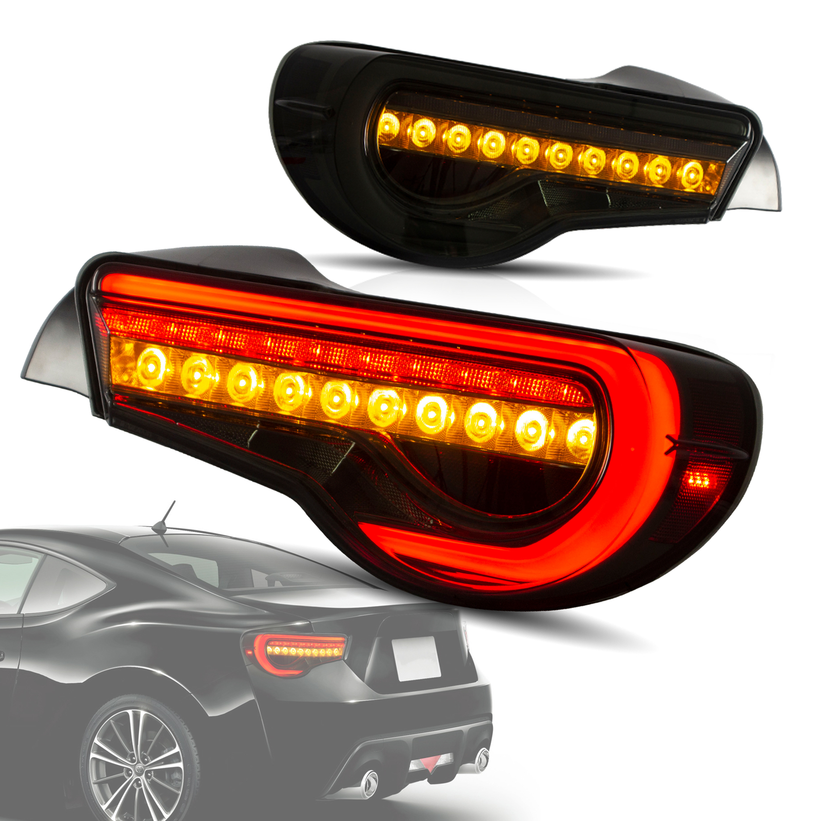 VLAND Smoked LED Tail Lights applicable For-Toyota 86 12-20 SUBARU-BRZ 2013-20 VLAND Smoked LED Tail Lights applicable For-Toyota 86 12-20 SUBARU-BRZ 2013-20