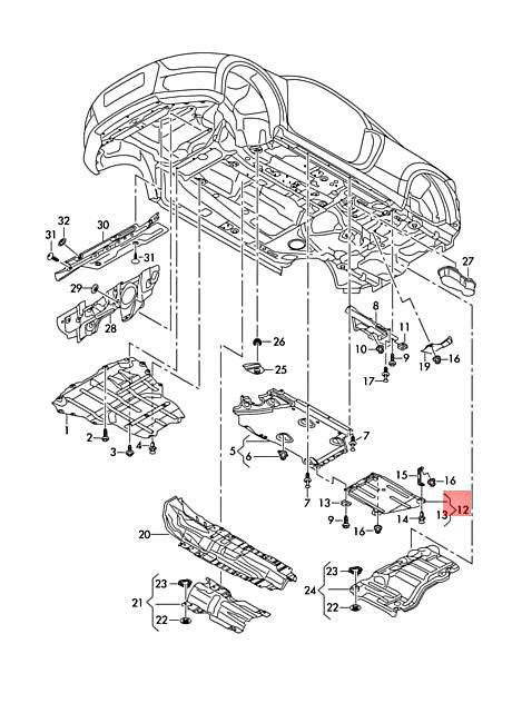 AUDI AUDI TTRS COUPE ROAD. ROADSTER TT TTS UNDERBODY TRIM 8S8825208 16-19
