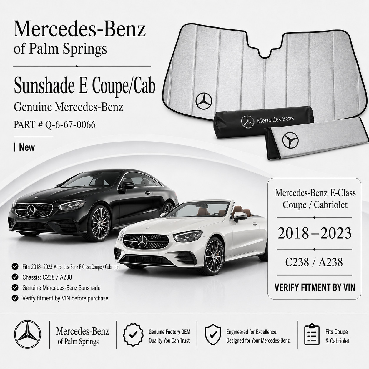 Genuine Mercedes-Benz E-Class Coupe Cabriolet Sunshade C238 A238 Q6670066