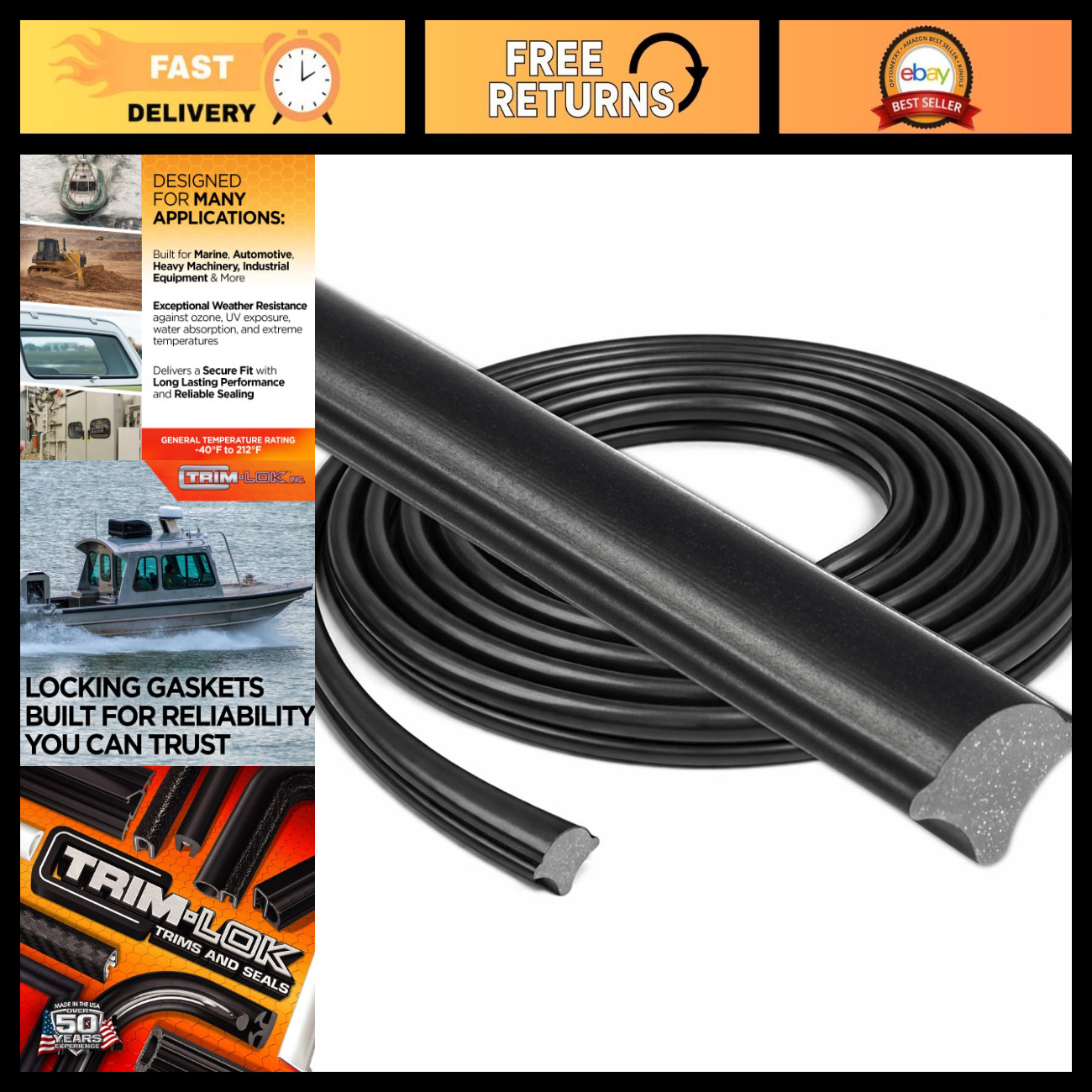 25\' EPDM Dense Rubber Window Locking Gasket for Dual Piece Locks - Black Seal 25\' EPDM Dense Rubber Window Locking Gasket for Dual Piece Locks - Black Seal