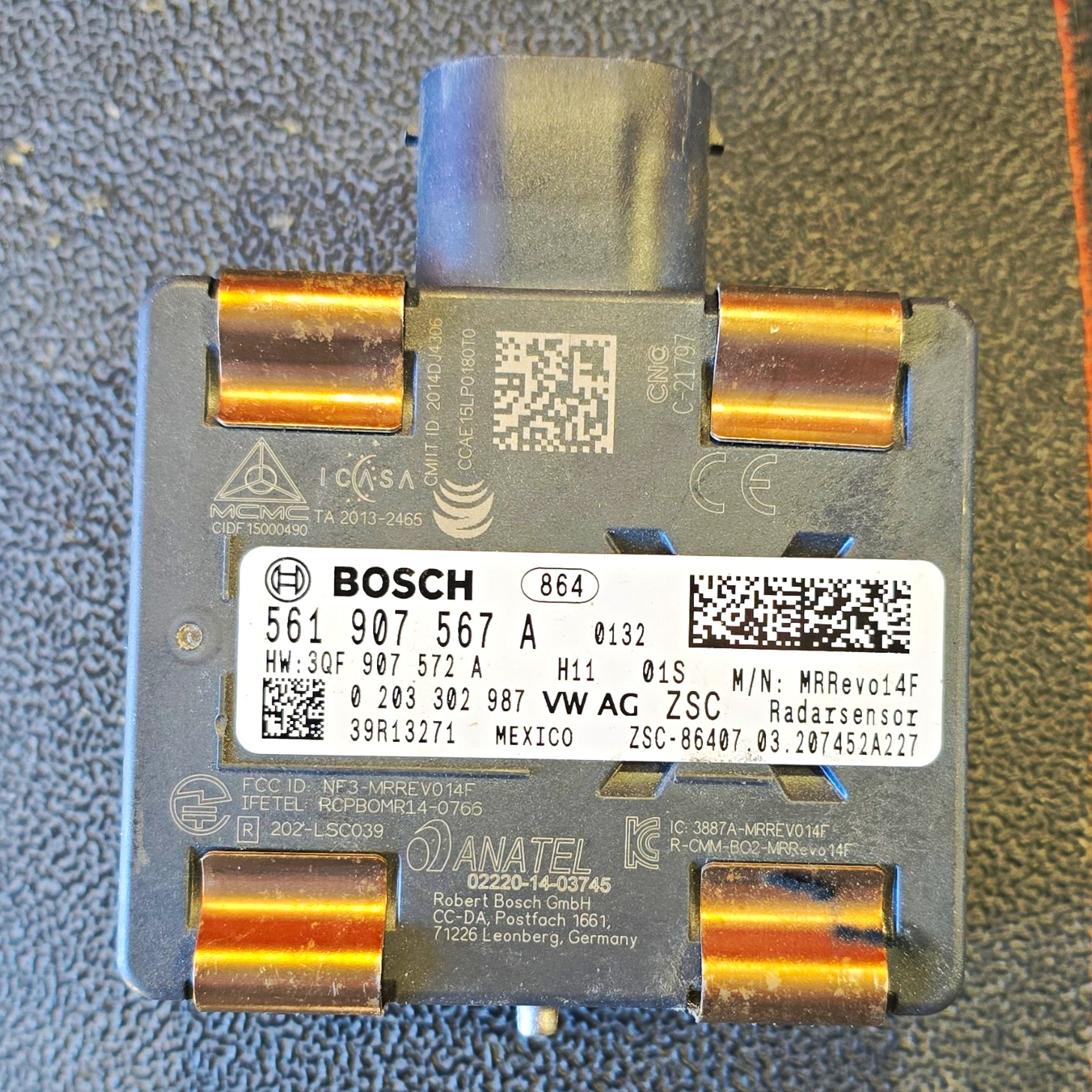 2020-2022 VOLKSWAGEN PASSAT VW AG CRUISE CONTROL RADAR SENSOR 561 907 567 A OEM