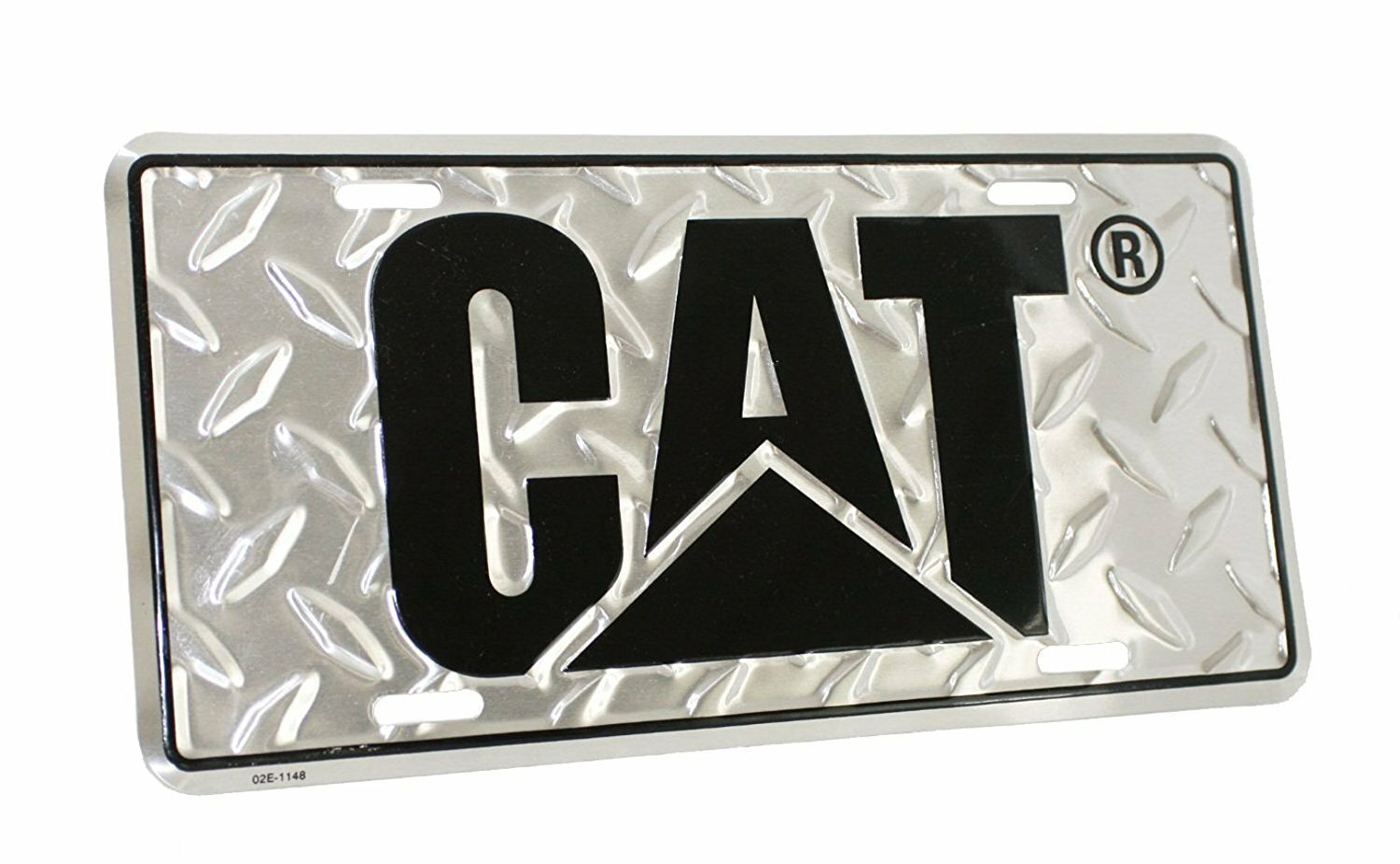NEW - CAT Aluminum Diamond Plate License Tag - Caterpillar Truck Equipment Gift