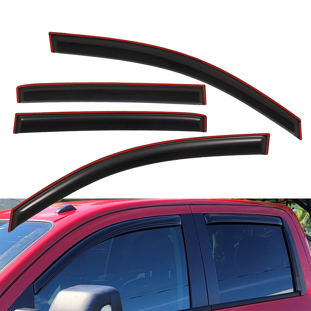 Fits 16-24 Nissan Titan XD CrewCab In-Channel Vent Shade Window Visor  Deflector