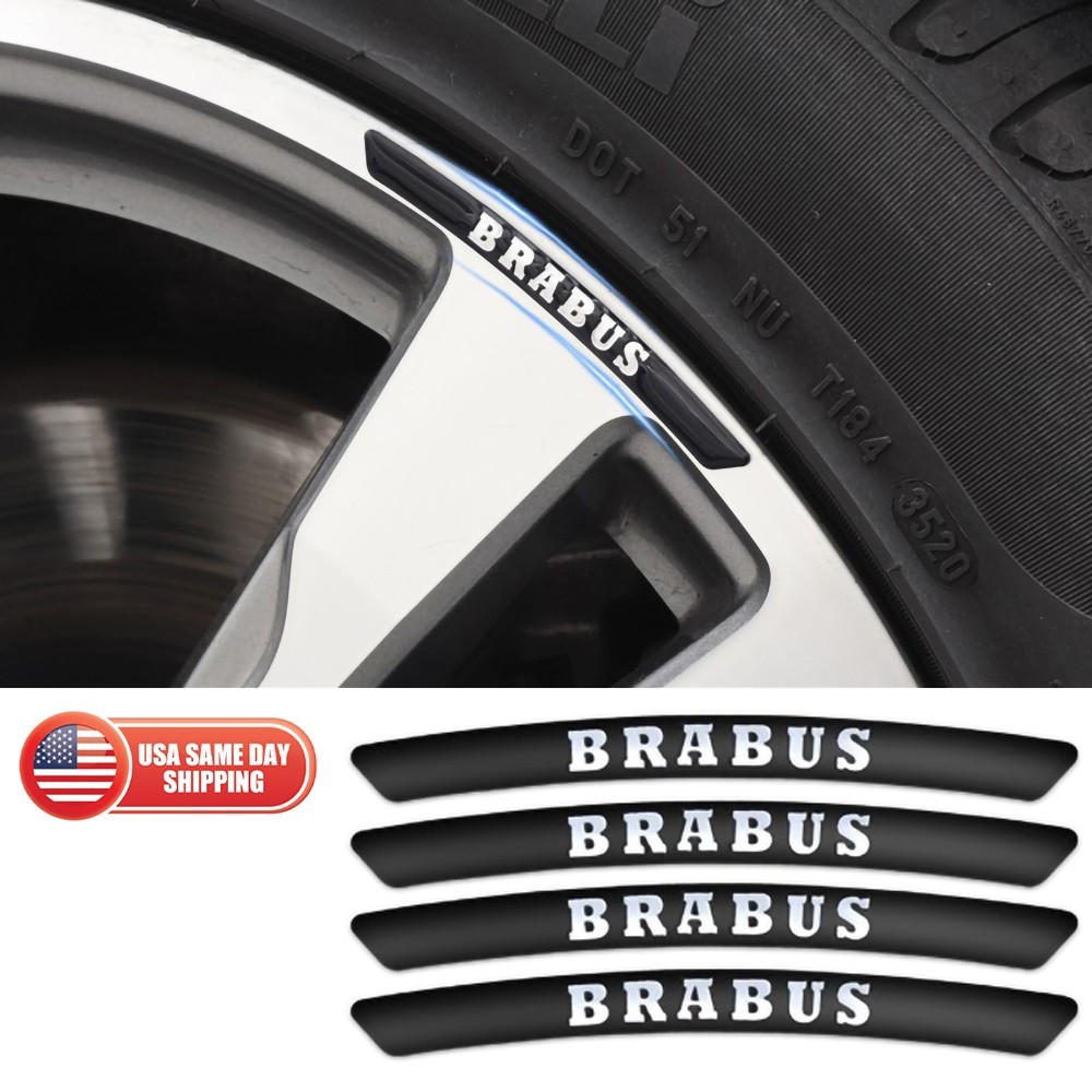 4x Brabus Sport Wheels Rim 3D Decal Emblem Black Sticker Badge Limited Decorate
