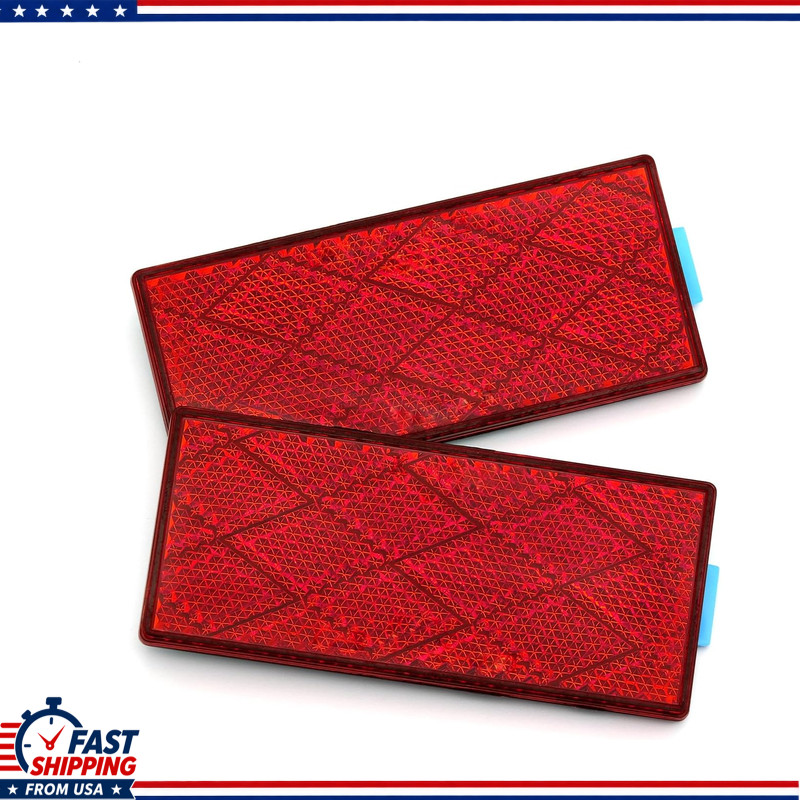 Red DOT Rectangular Stick-on Reflectors, 3 Inch, 2-Pack