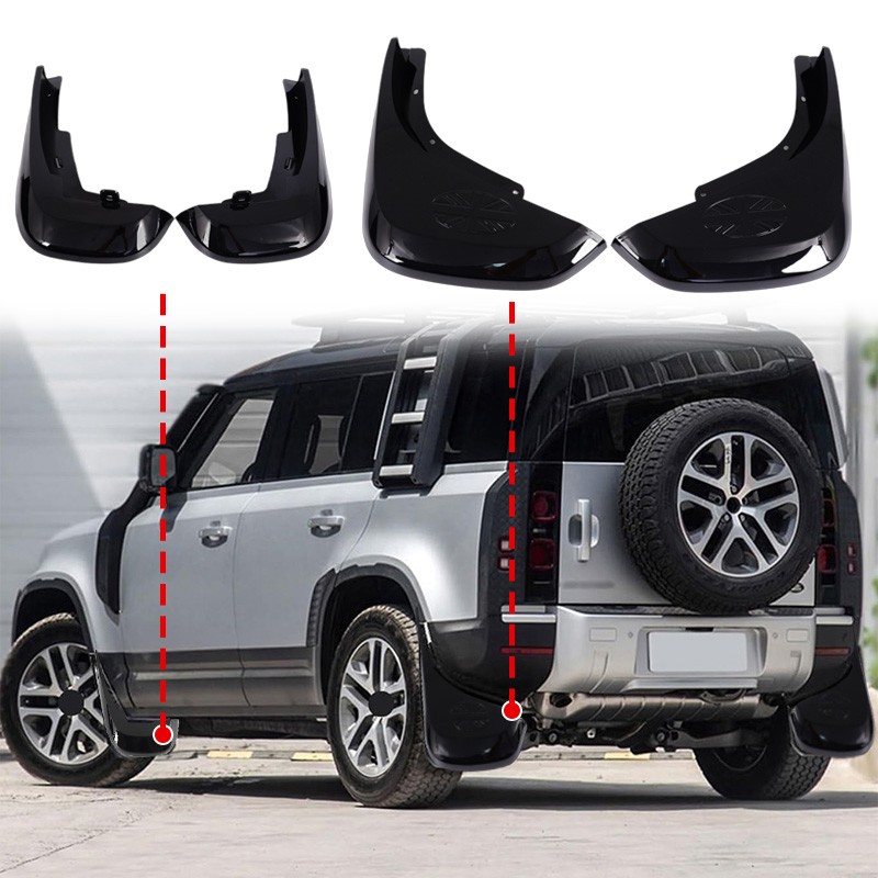4x Mud Flap Splash Fender Fits Land Rover Defender 110 90 2020-2024 Gloss Black
