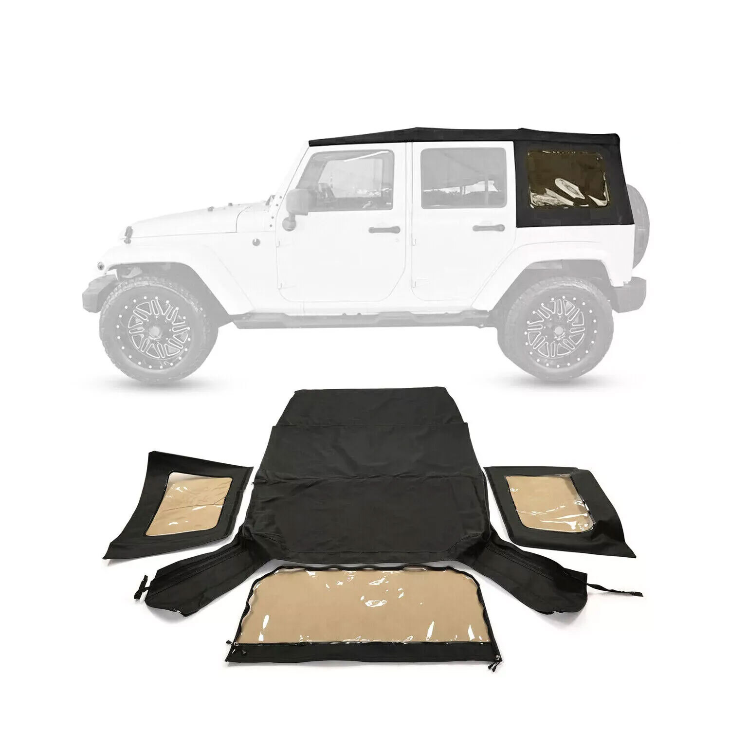 REPLACEMENT BLACK SOFT TOP W/ WINDOWS 9085235 FOR 10-18 JEEP WRANGLER UNLIMITED REPLACEMENT BLACK SOFT TOP W/ WINDOWS 9085235 FOR 10-18 JEEP WRANGLER UNLIMITED