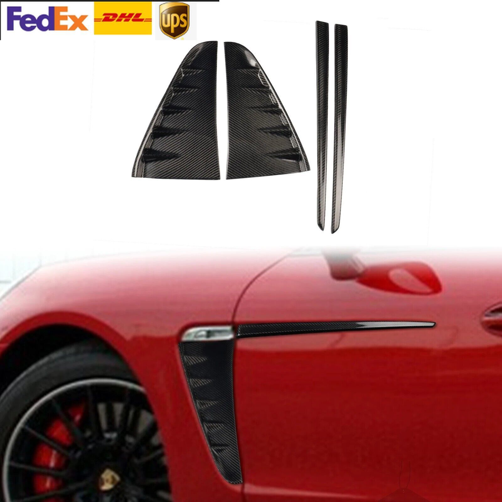 4Pcs Real Carbon Fiber Car Side Fender Vent Cover Trim For Porsche Panamera 970