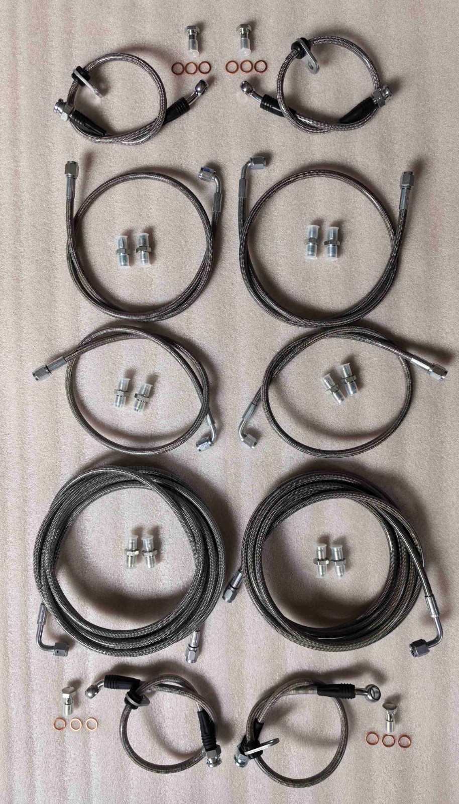 Complete Set SS Brake Hose Lines Kit 1996-2000 Honda Civic w/ Rear Disc Brakes Complete Set SS Brake Hose Lines Kit 1996-2000 Honda Civic w/ Rear Disc Brakes