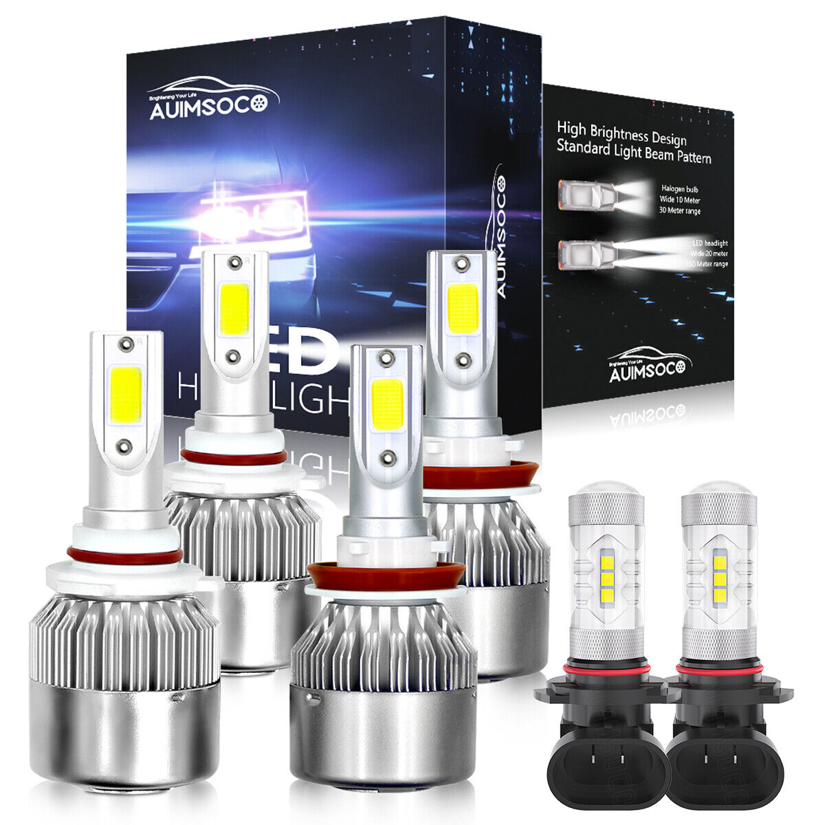 For Chevy Malibu 2013-2015  - 6PC LED Headlight Hi/Lo Fog Light Bulbs 6000K Kit