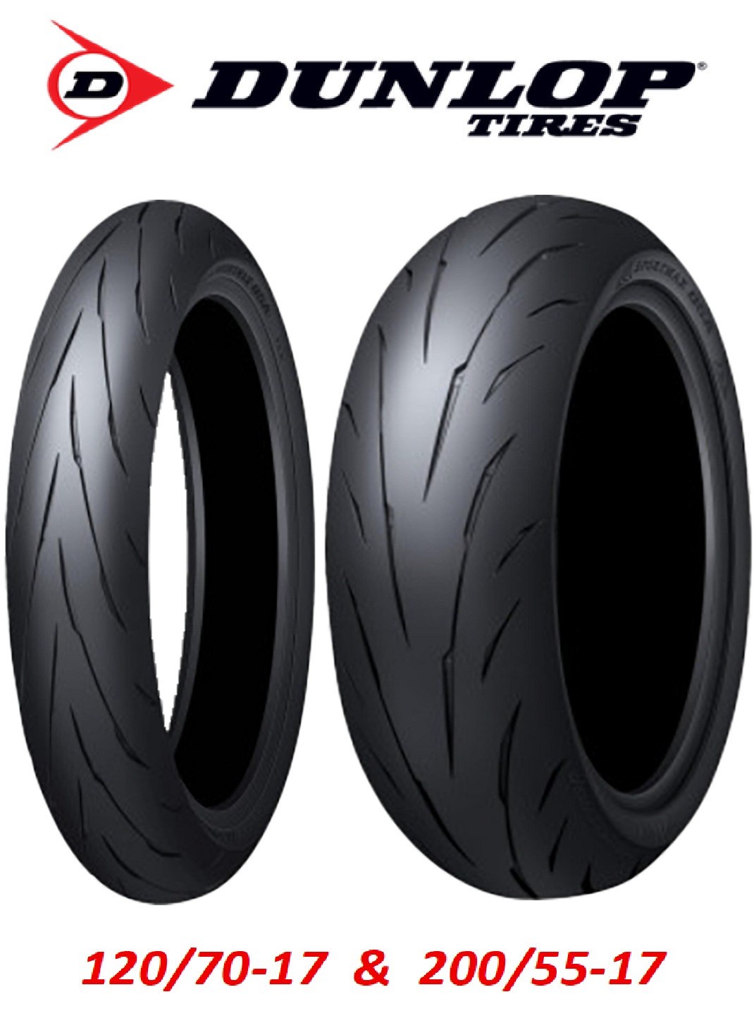 DUNLOP SPORTMAX Q5A 120/70ZR17  200/55ZR17 TIRE SET YAMAHA HONDA SUZUKI KAWASAKI