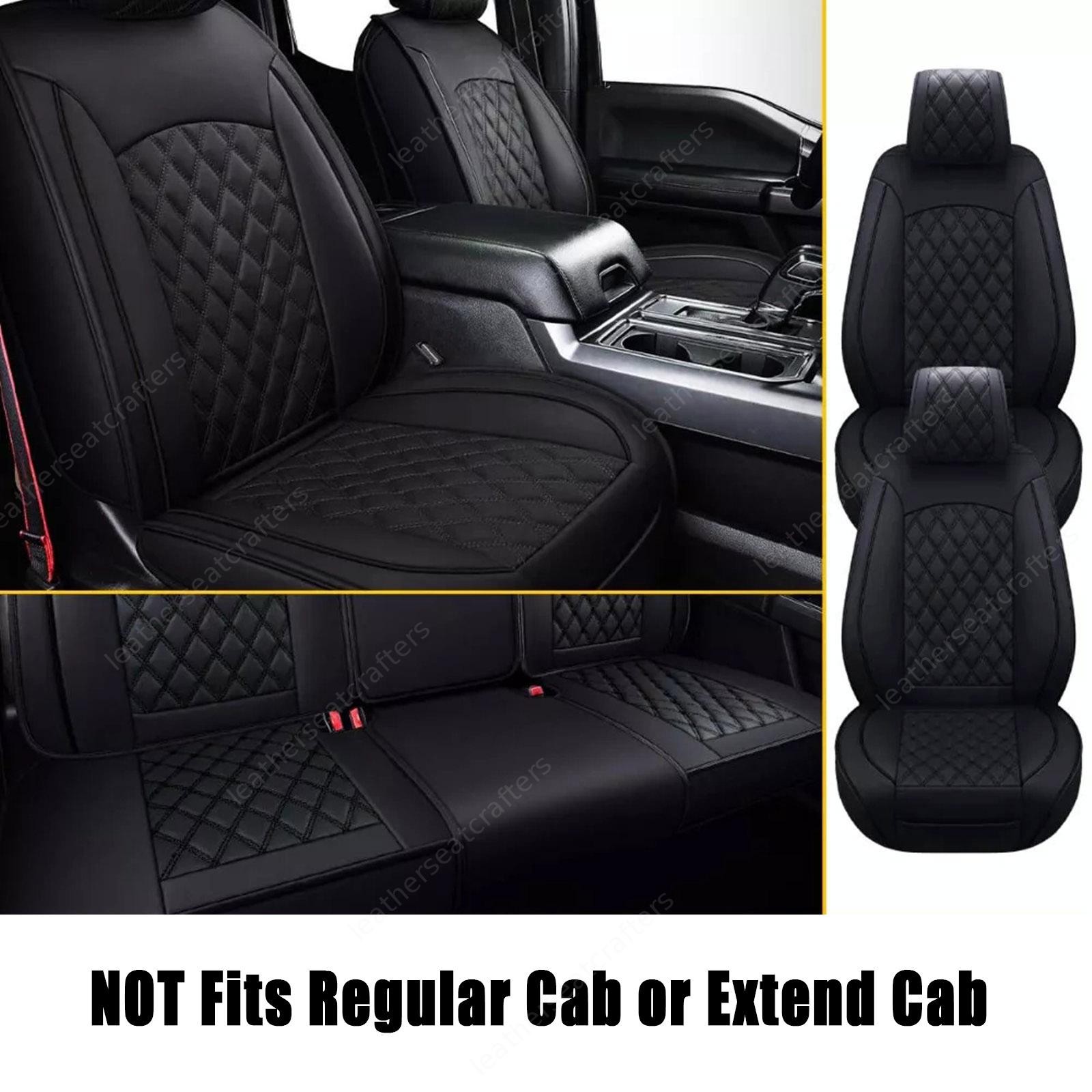 For 2009-2022 Ford F150 Crew Cab Front & Rear 5 Seat Cover Leather Cushion Black