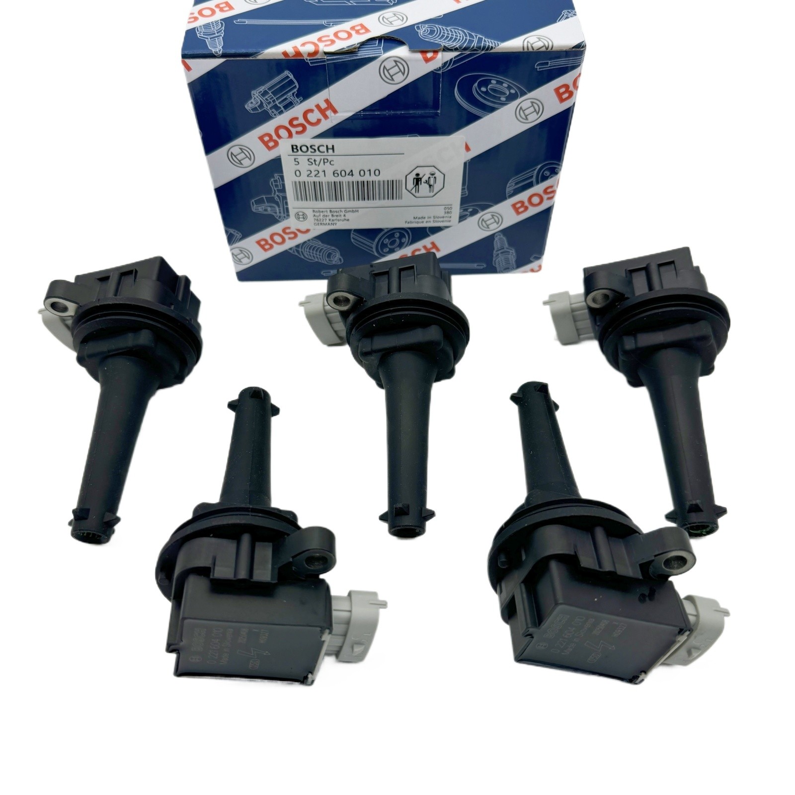 5PCS 30713417 BOSCH Ignition Coil 0221604010 For 2008 - 2013 Volvo C30 T5 2.5L