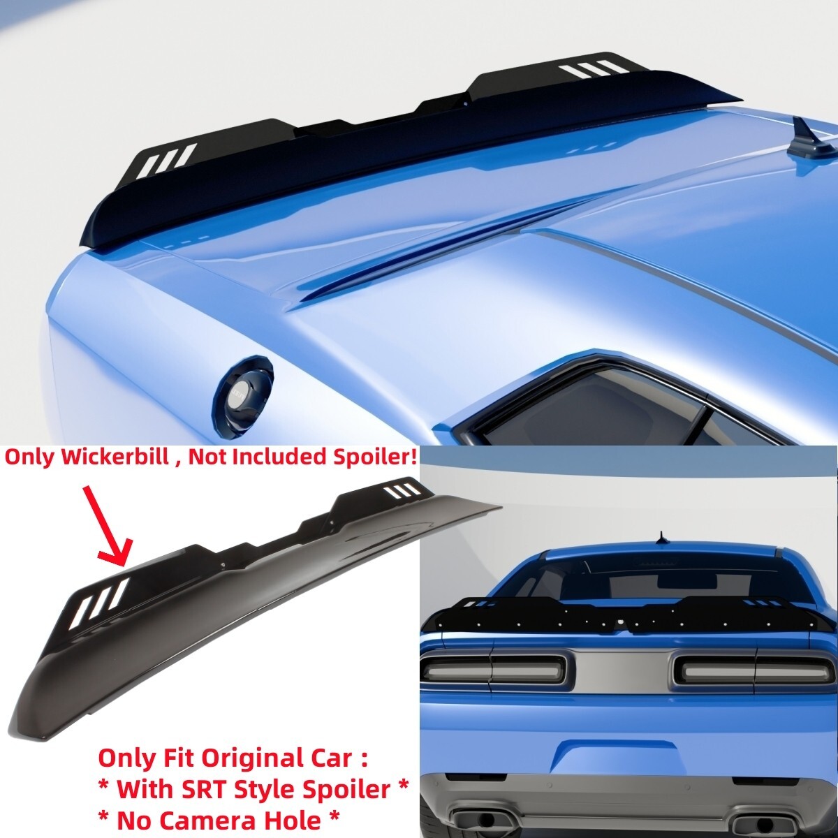 Only Wickerbill For DODGE Challenger 08-23 Rear Trunk SRT Style Spoiler Lip Wing