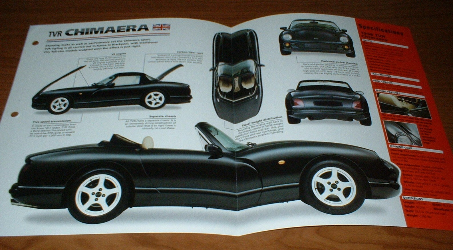 1998 TVR CHIMAERA ORIGINAL IMP BROCHURE SPECS INFO 98 93-99 97 96 95 94