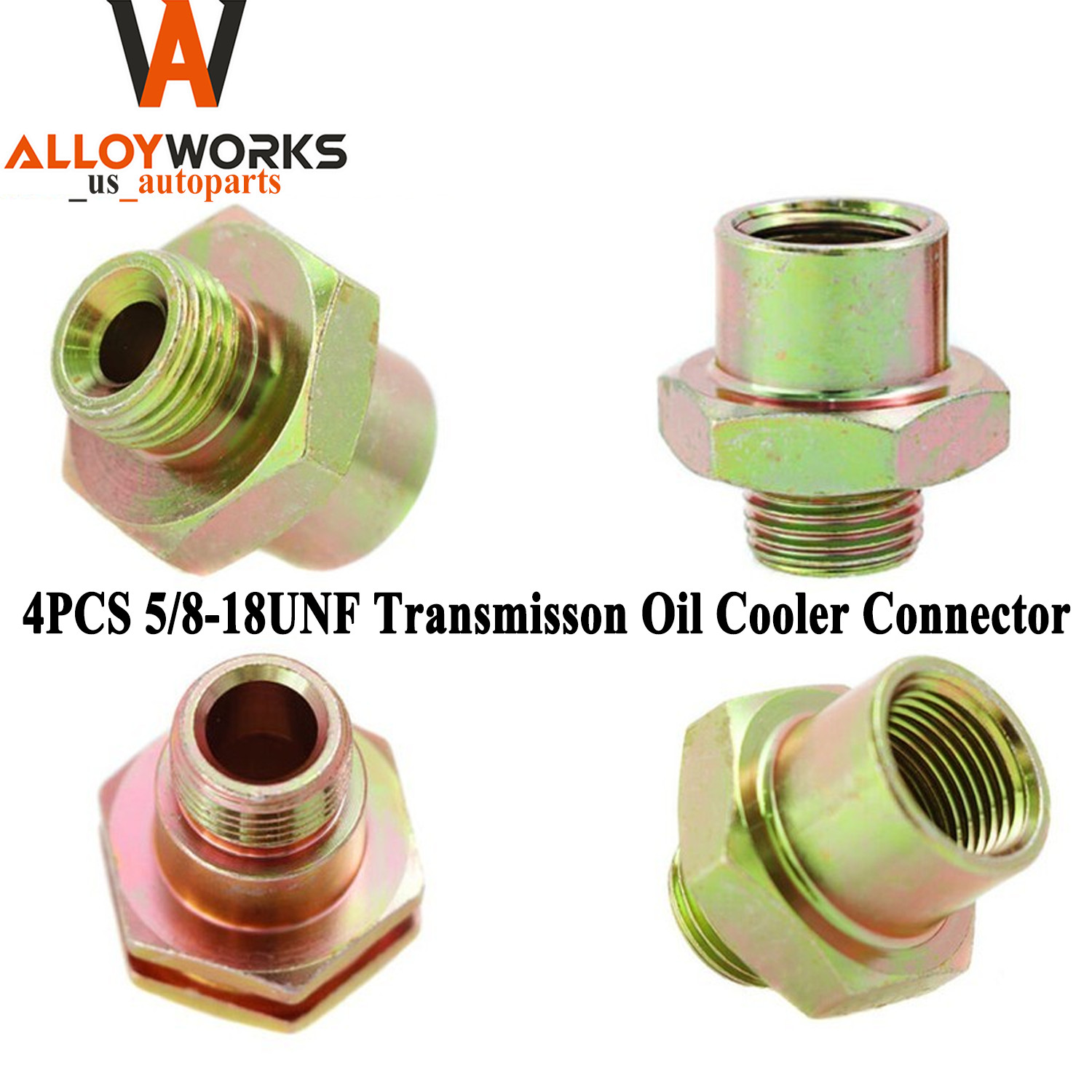 4PCS Transmission Oil Cooler Connector Adapter Fits Aluminum Radiator 5/8-18UNF
