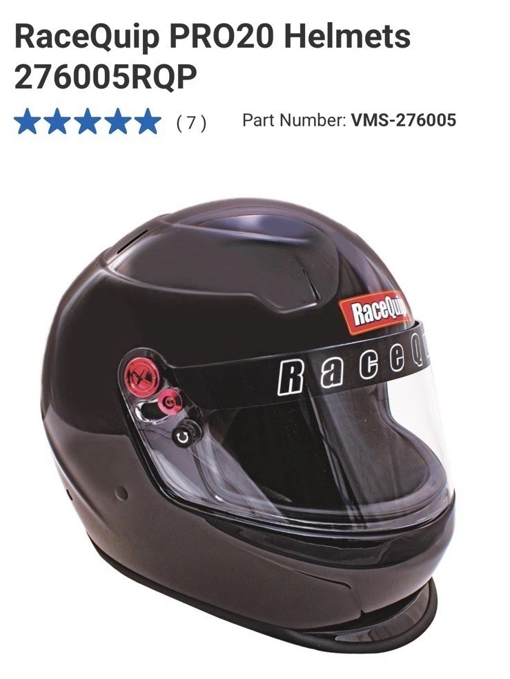 RaceQuip PRO25 Full Face Helmet- Large Gloss Black (277005RQP)