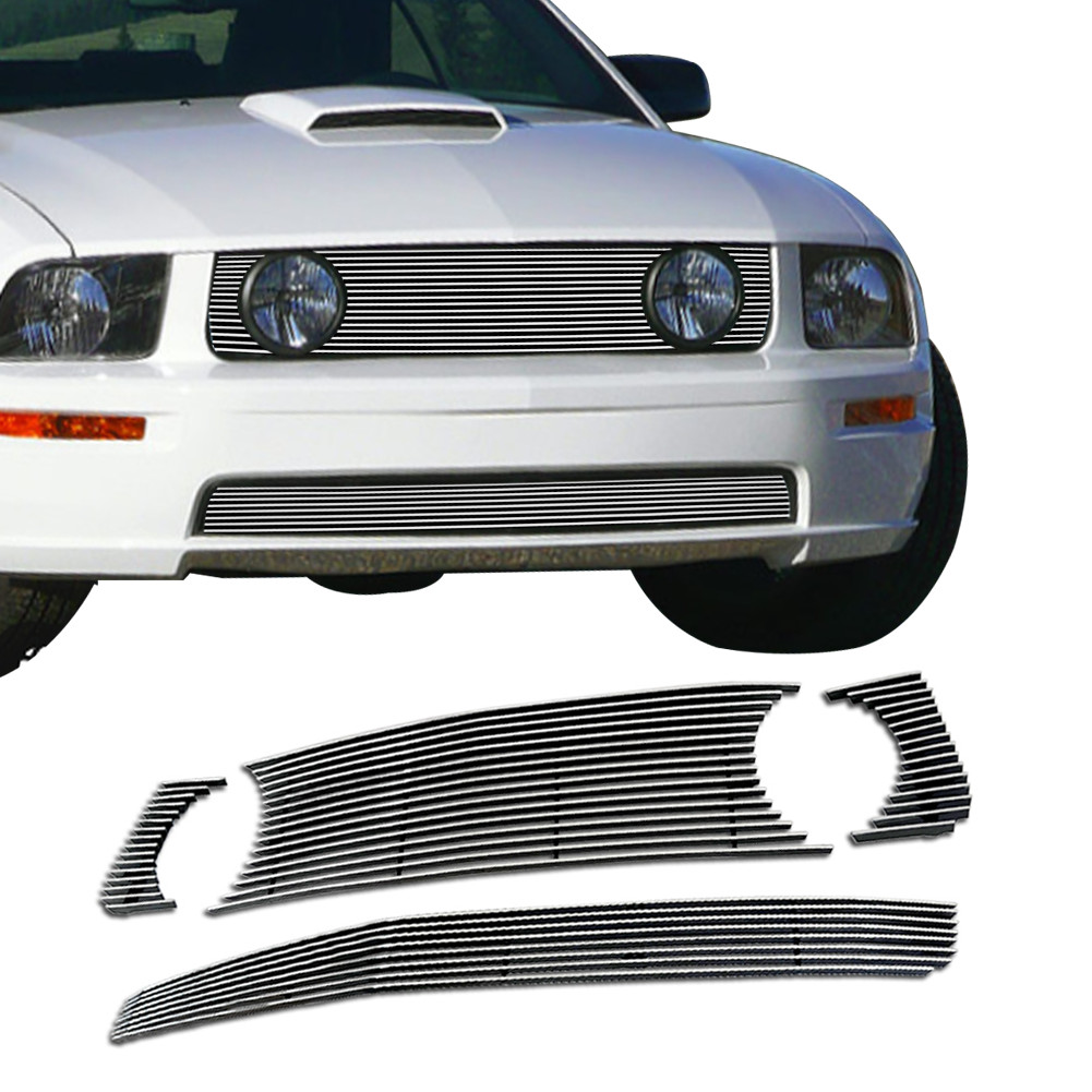 Fits 05-09 Ford Mustang GT V8 Aluminum Chrome Billet Grille Grill Insert Combo Fits 05-09 Ford Mustang GT V8 Aluminum Chrome Billet Grille Grill Insert Combo