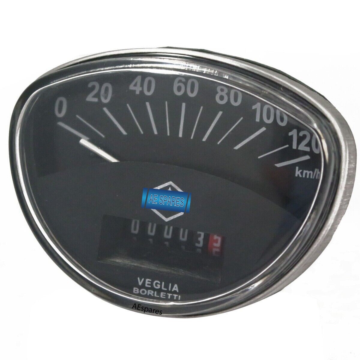 For Vespa Veglia Logo 120 Kph Black Face Speedometer  Super Rally VMA ECs