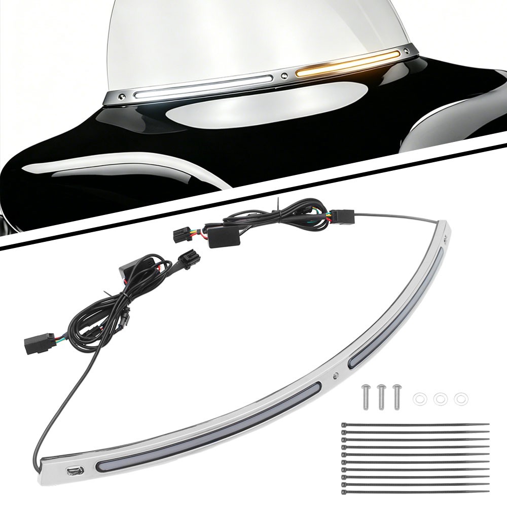 FOR Harley Electra Glide Street Glide Windshield Trim LED Run/Turn Signals 96-13