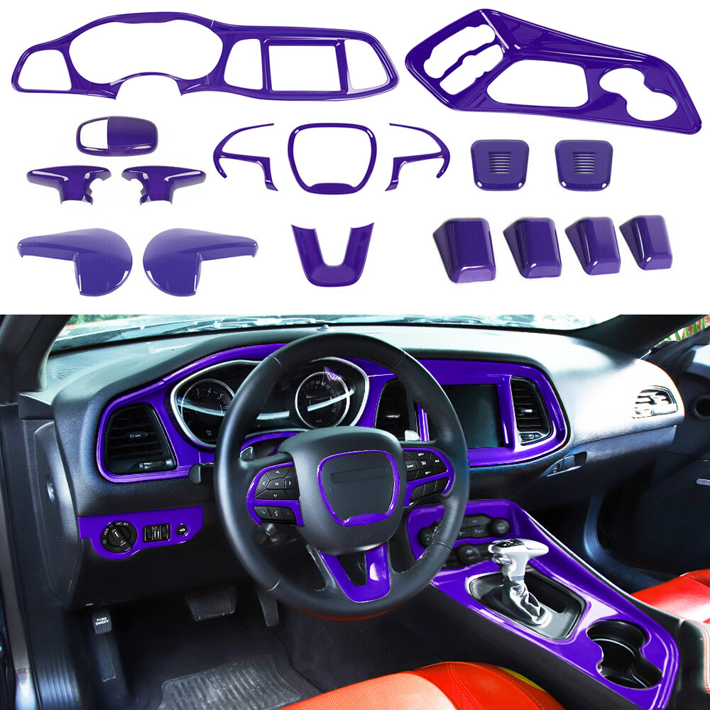 20pcs Purple Interior Center Console Cover Trim Kit For Dodge Challenger 2015-23