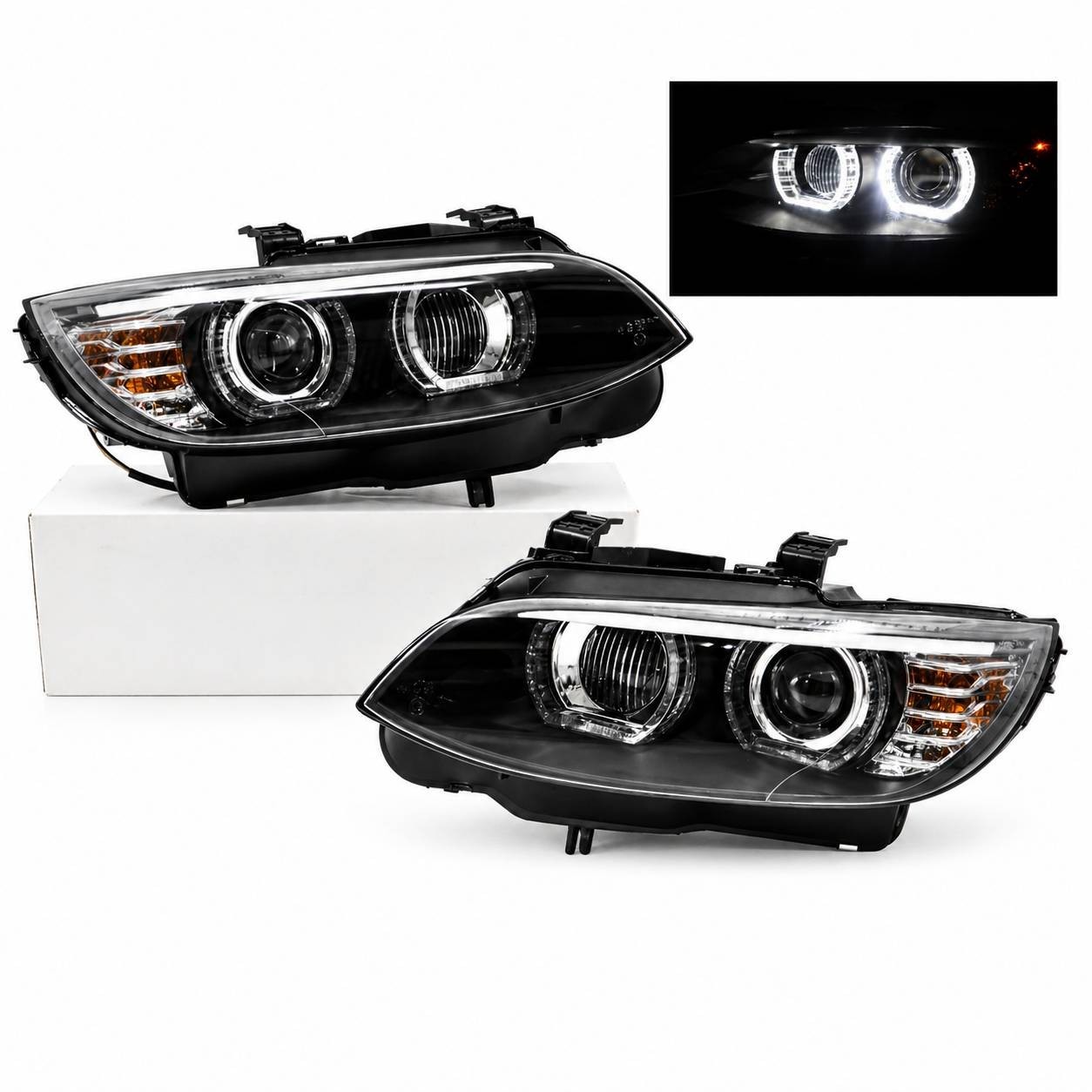HID/Xenon~2007~2010~BMW E92 E93 328i 335i Coupe F32 Style LED 3D Halo Headlights