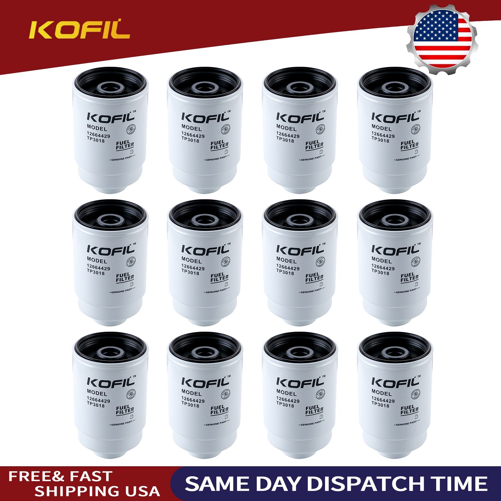 [12X]Diesel Fuel Filter For AC DELCO TP3018 TP3012 12664429 12633243
