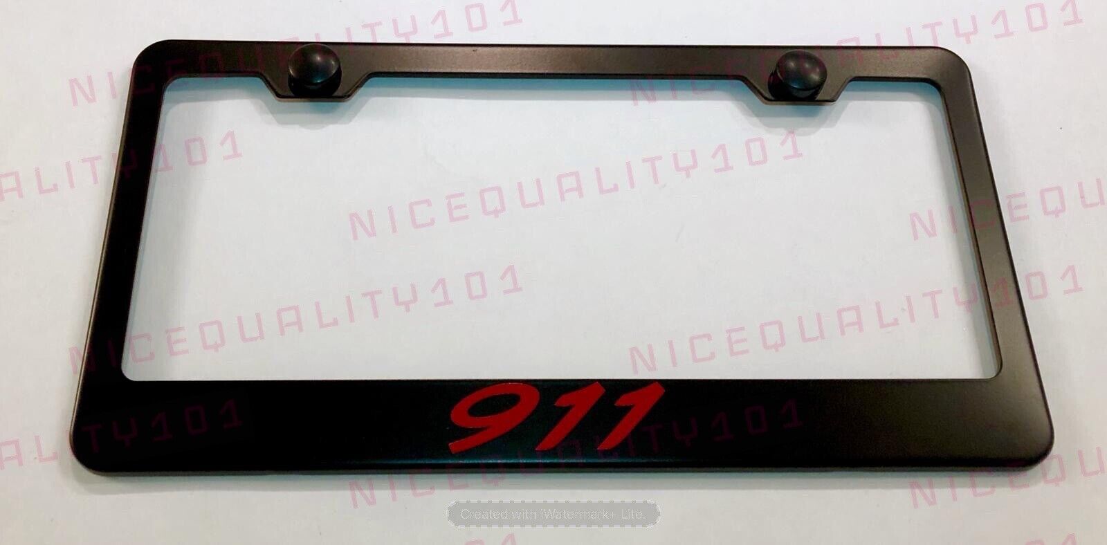 911 Stainless Steel Black Finished License Plate Frame Holder