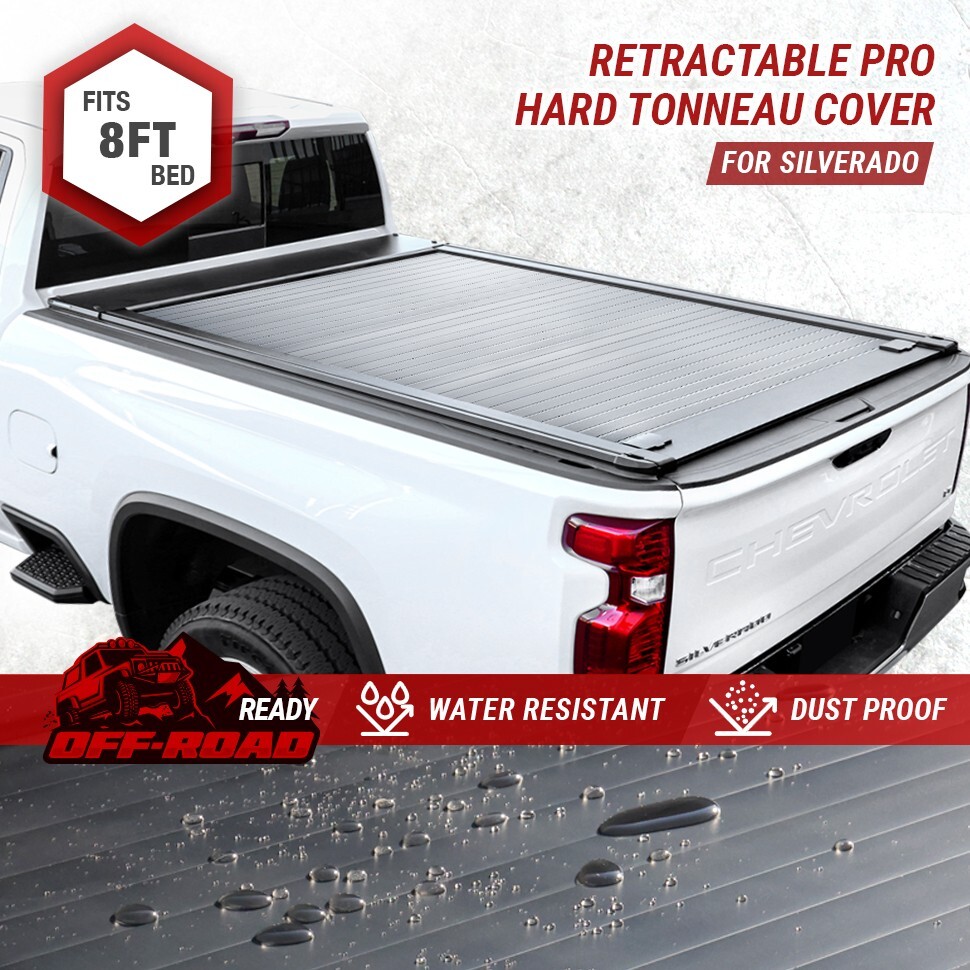 8FT Bed Aluminum MR Retract Tonneau Cover For 2007-2026 GMC Sierra 2500 3500 HD