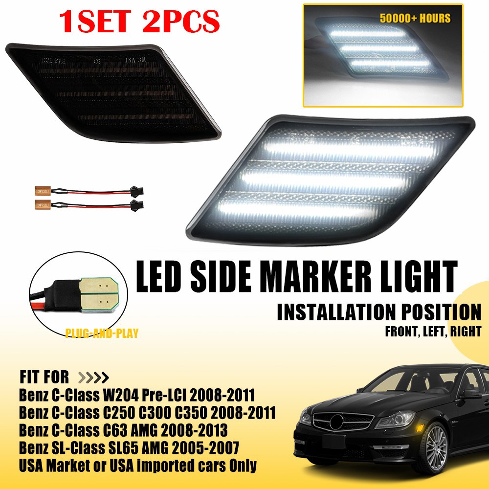 2-20X Fender Front LED Side Marker Light For Benz C-Class W204 Pre-LCI 2008-2011