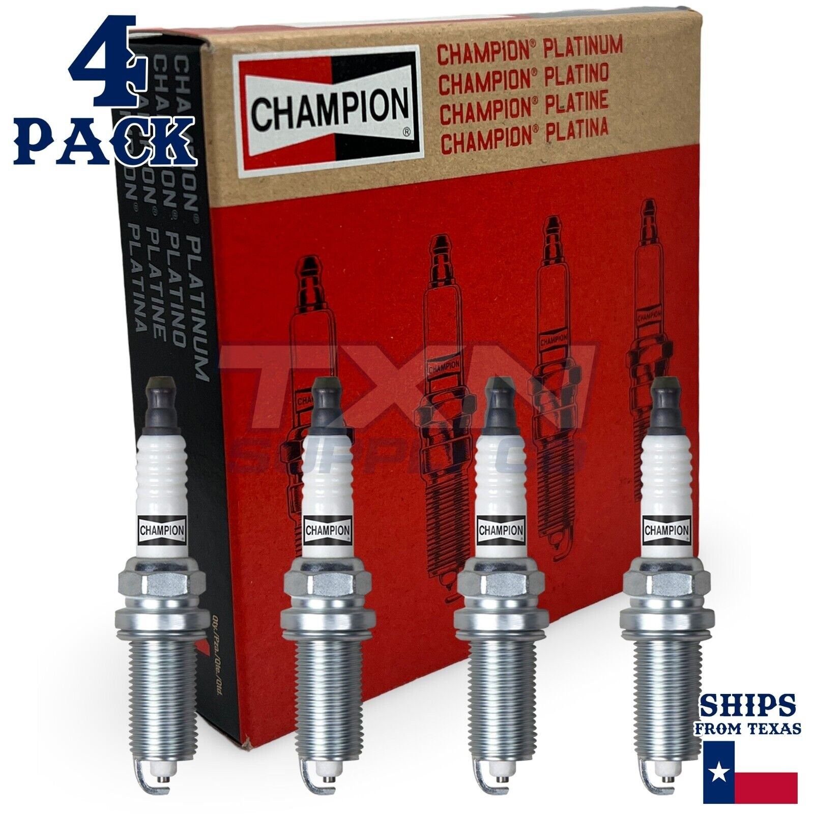 4 Pack Champion Platinum Spark Plugs Set for KIA RIO 2001-2002 L4-1.5L