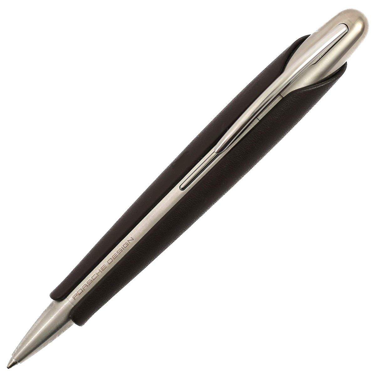 Porsche Design P'3150 Brown Calfskin Leather & Stainless Steel Ball Point Pen
